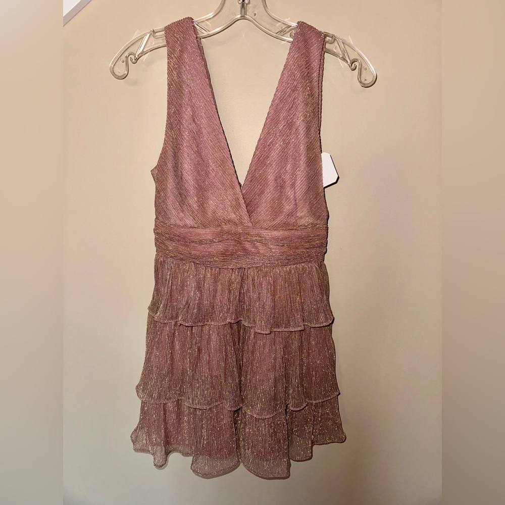 Altar’d State Wilma Metallic Mini Dress Rose Gold Small NWT - Picture 5 of 8